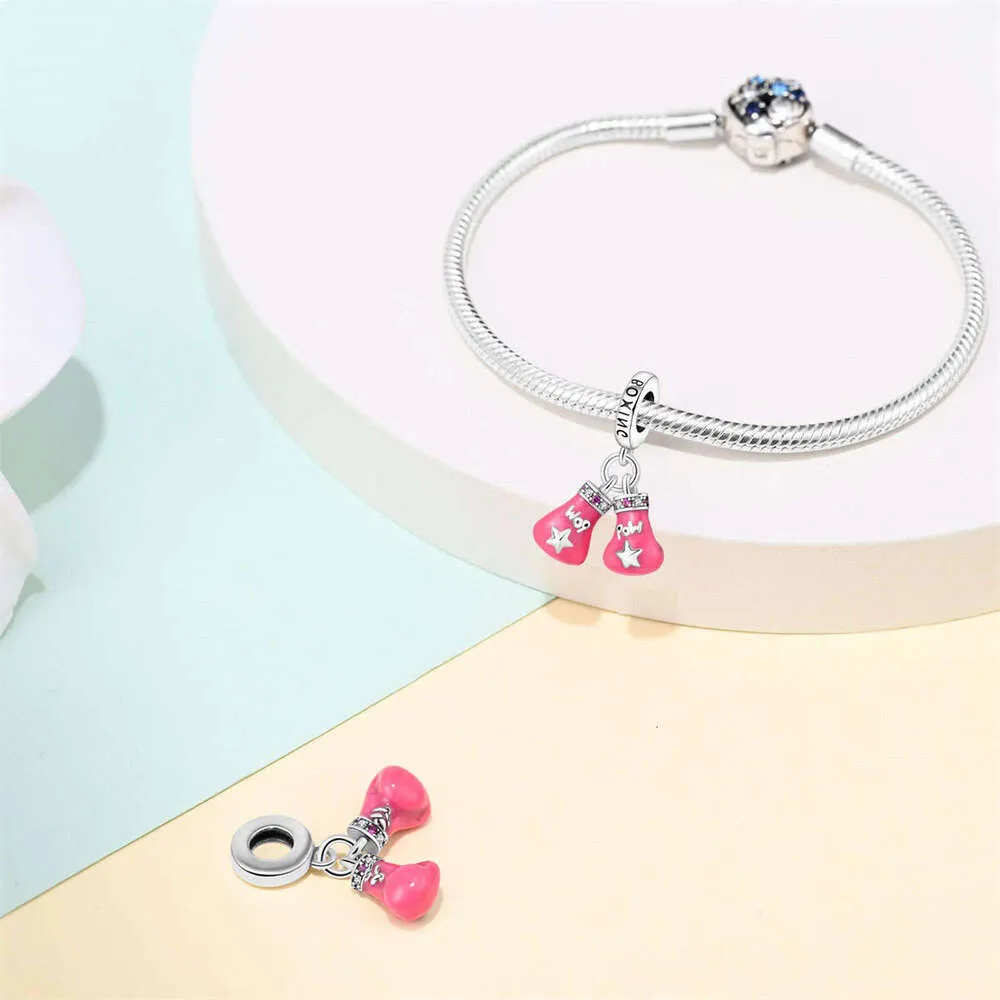 Charm pendente guanto da boxe rosa in argento sterling_voghion.com