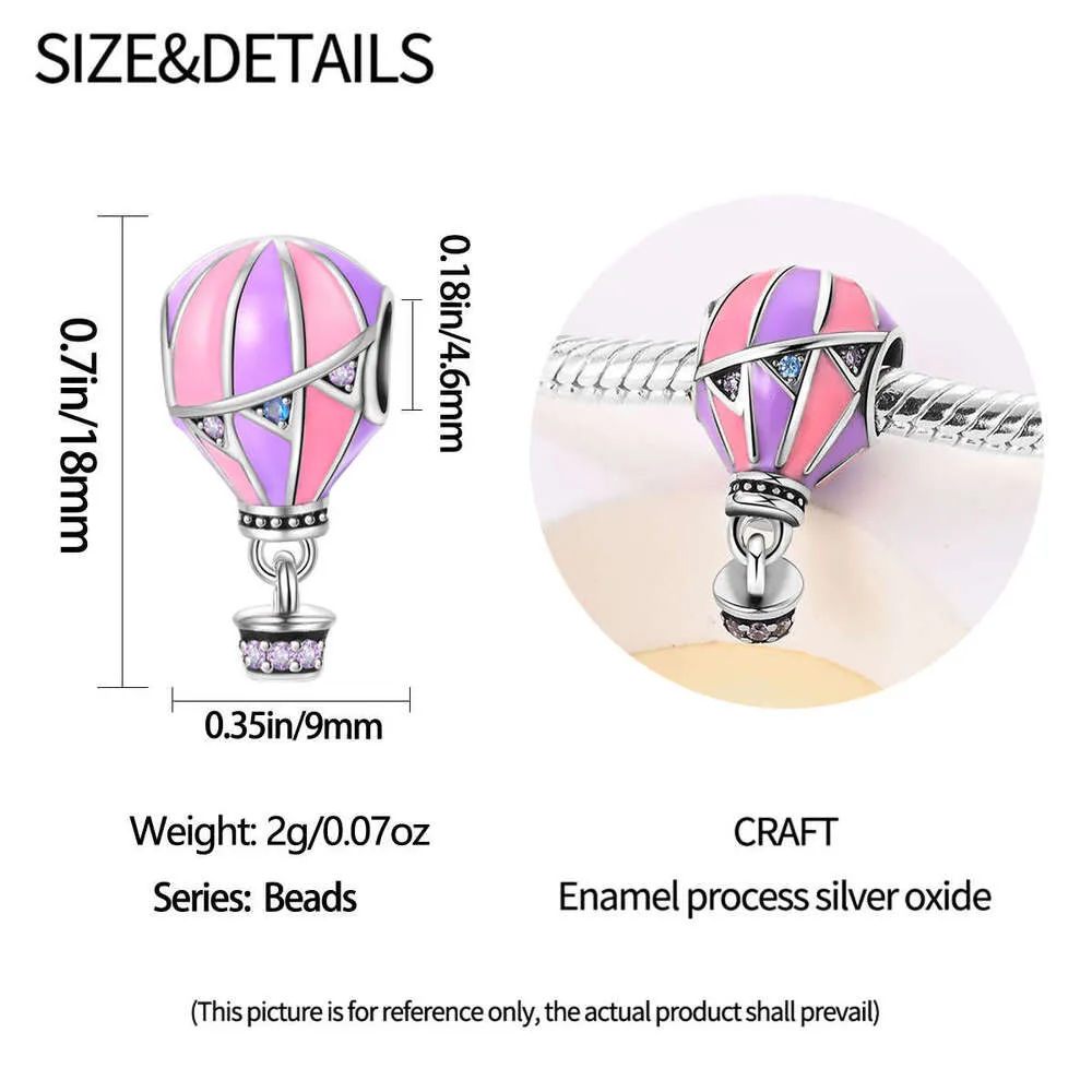 Sterling Silver Hot Air Balloon Bead Charm For Charm Bracelets_voghion.com