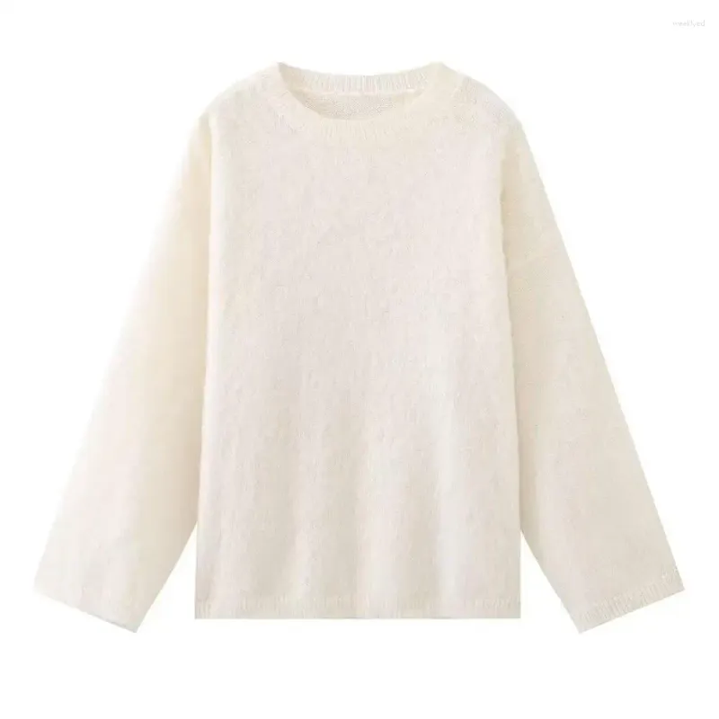 Kvinders Sweaters Kvinder Strikket Sweater Efterår Vinter O Hals Lange Drop-shoulder Ærmer Blød Varm Løs Dame Pullover Top Sweatshirt Striktrøje