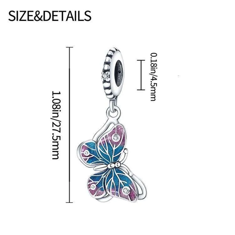 Charm papillon coloré en argent sterling pour bracelet_voghion.com