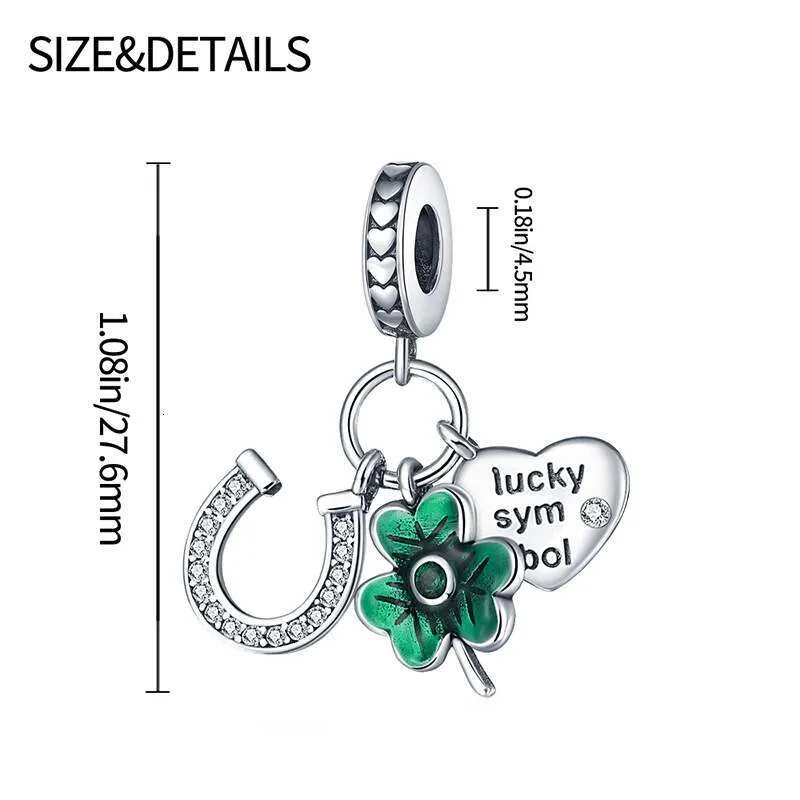 Charm coccinella e quadrifoglio verde in argento per bracciale_voghion.com