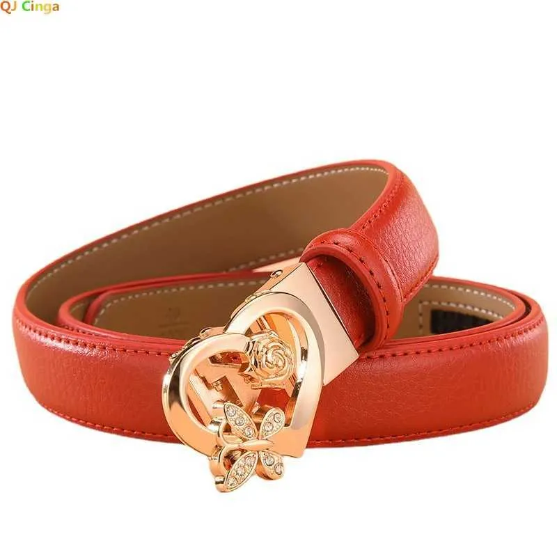 Belts Red Heart Belt Womens Automatic Buckle Belt... From  display picture 1