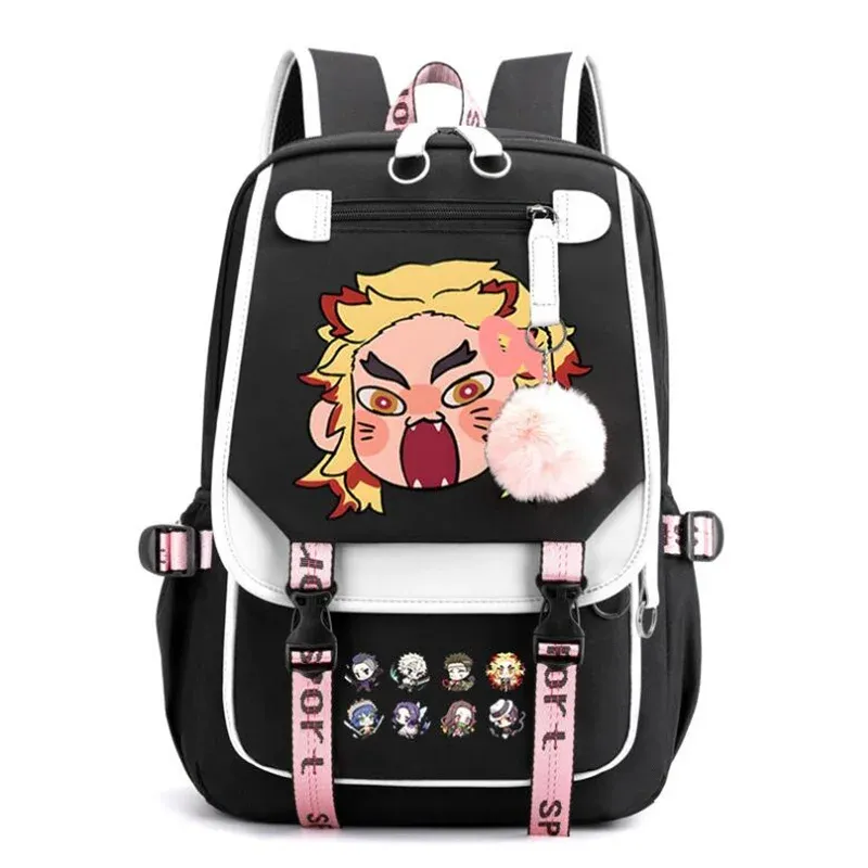 Zaino Roffatide Demon Slayer Per Ragazze, Con Scomparto Per Laptop 15.6'', Tasche Portabottiglia, 31x15x45.5 Cm, Regalo Anime