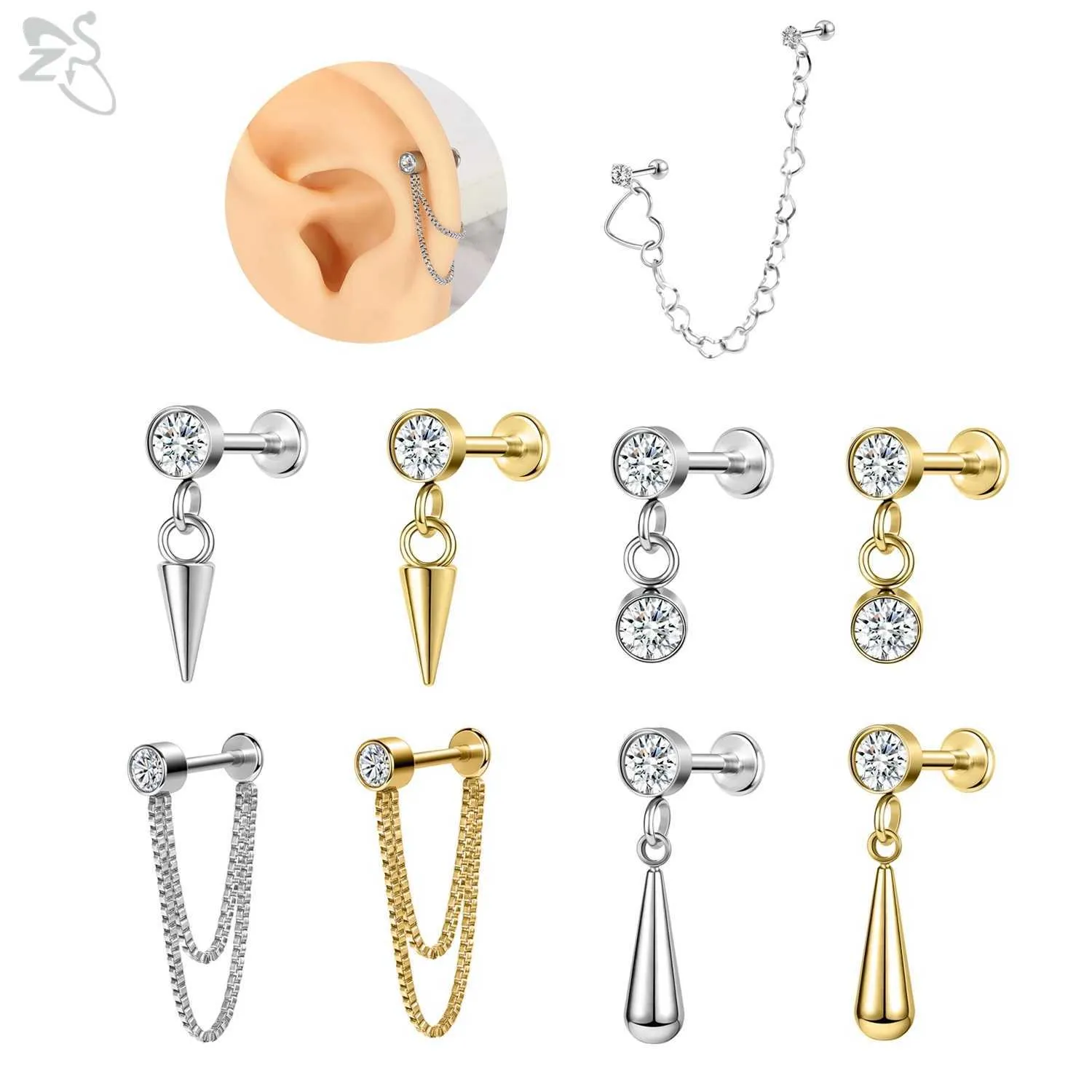 Orecchini A Goccia Pendenti In Oro Rosa E Argento - Cristallo Zircone - Lunghezza 4,8 Cm - 2