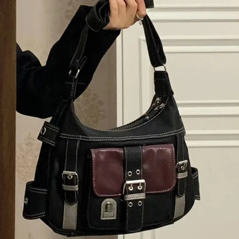 BESSO leather city bag y2k グランジ Besso Motorcycle Handbag, City Bag, Fringe,studded, Gold