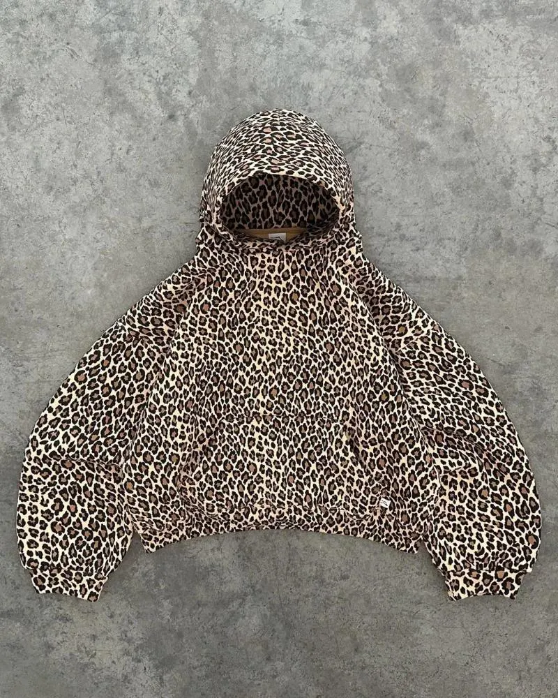 Leopard Print Hoodie Sweatshirt Retro Streetwear for Couples