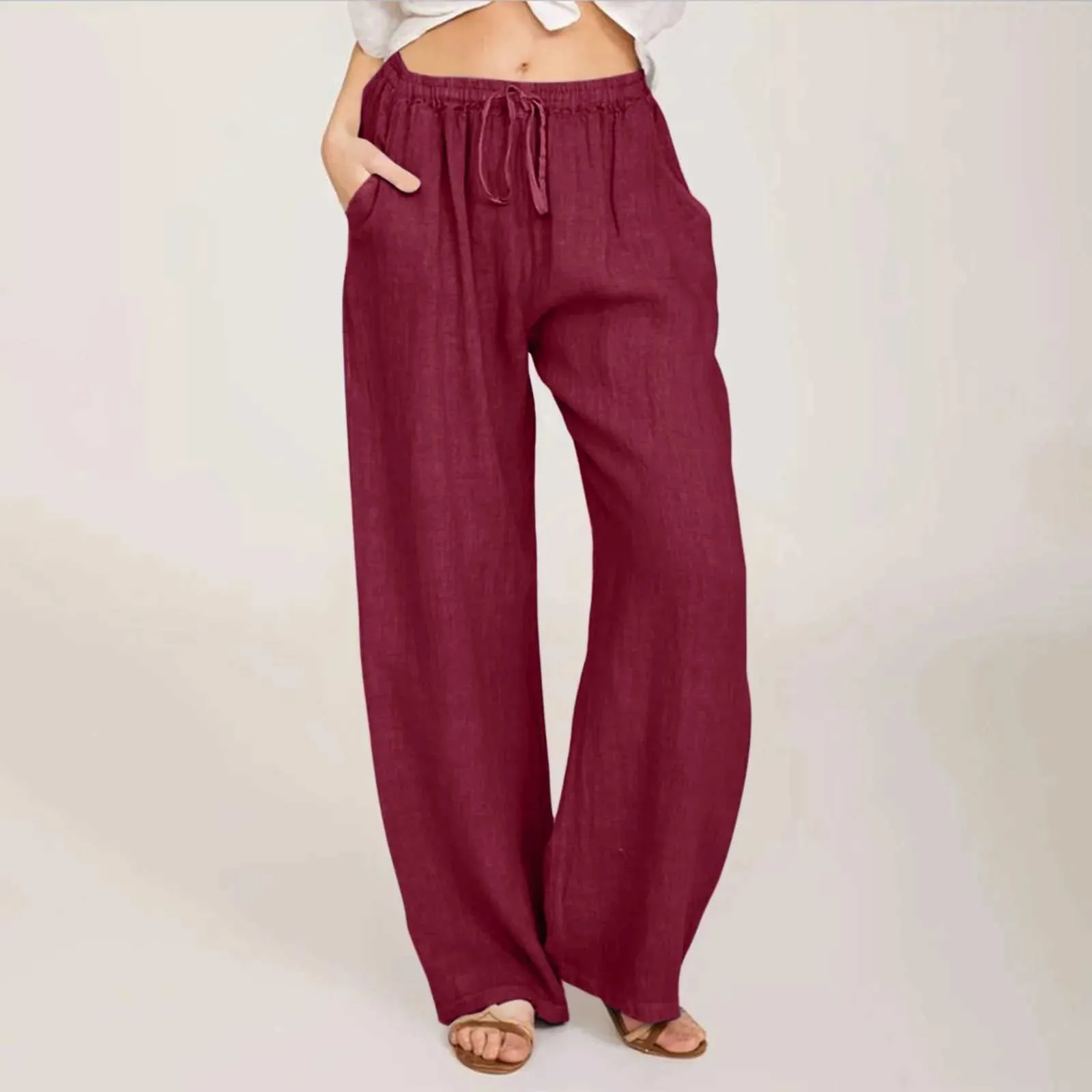 Pantalones De Yoga De Lino De Algodón De Algodón De Mujer