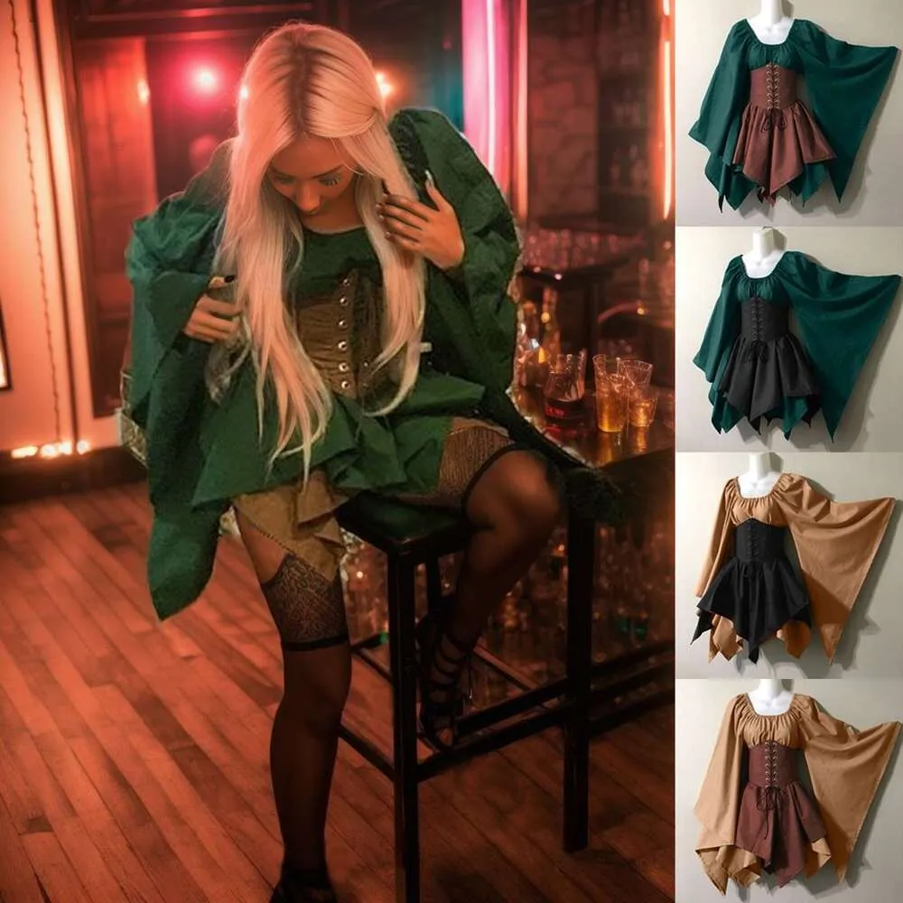 Halloween Medieval Vintage Fairy Elf Costume for Women Princess Bandage  Patchwork Party Dress from Dhgate Other Festive & Party Supplies - price  31.52