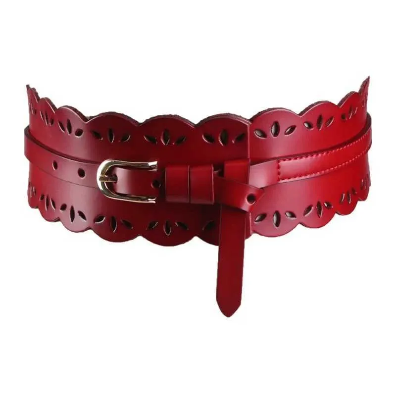 Womens Wide Burgundy Solid Color Belt - Elegant & Versatile  display picture 2
