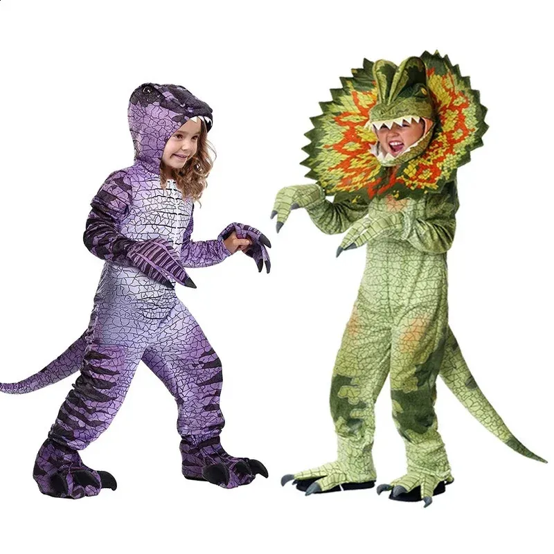 Kids Triceratops Dinosaur Costume - Plush Halloween Dress-Up Jumpsuit With Hood & Tail - View #3