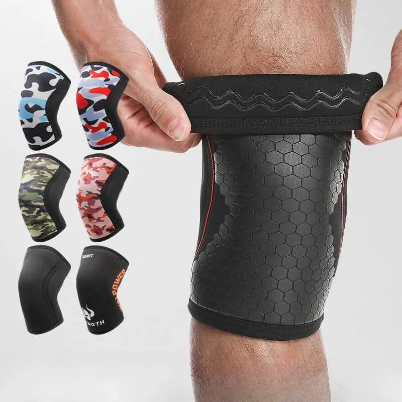 7mm Neoprene Knee Sleeves for Weightlifting Compression Brace Support ...