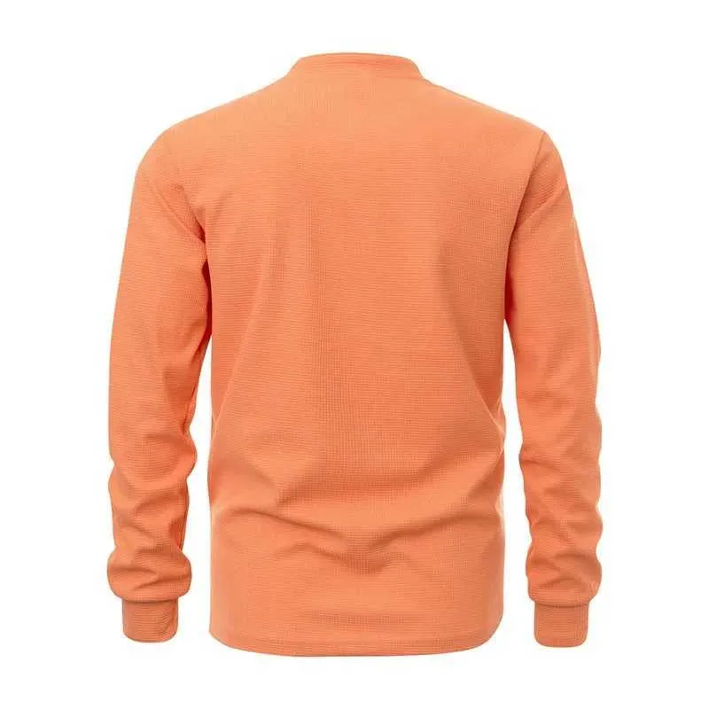 Wholesale Z240918 Mens Long Sleeve Henley Shirt Casual Solid Color
