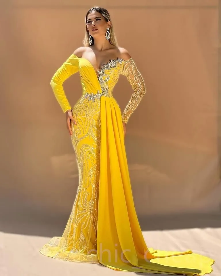 green emerald velvet dress A Line V Neck Open Back Yellow Prom Dress with Leg Slit, Yellow V Neck –  jbydress main image 1