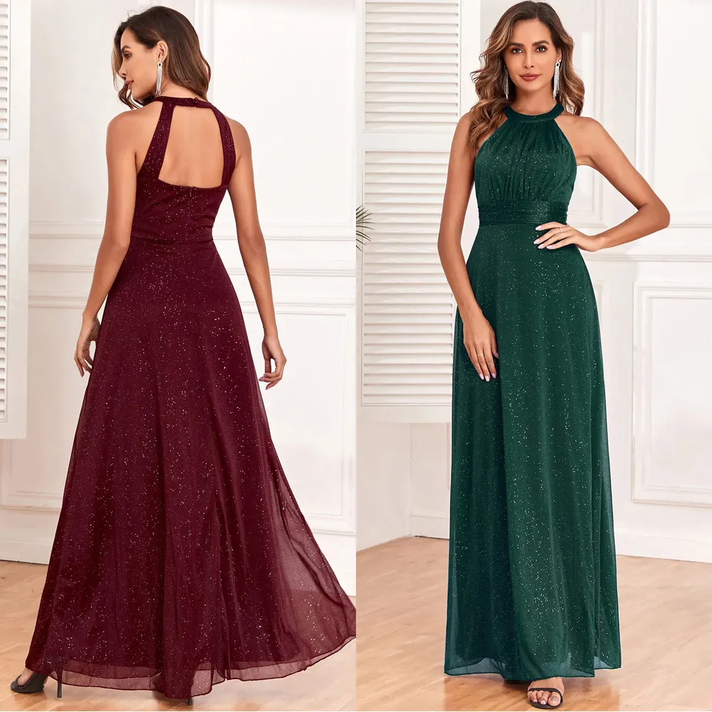 Elegant Green Sequin Maxi Dress for Women, Perfect for Formal Events
