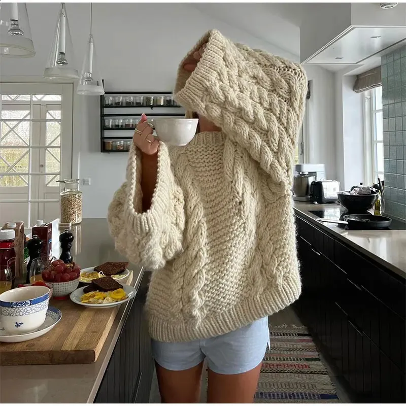 Pink Zara Chunky Sweater Outfits Oversized Knitted Womens