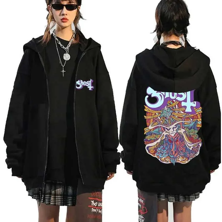 Retro Hip Hop Mens Ghost Band Graphic Zipper Hoodie Super Big Sportswear Oversized Graphic Sweatshirt Z240918 From Prince george Vendor 11.36 DHgate.Com