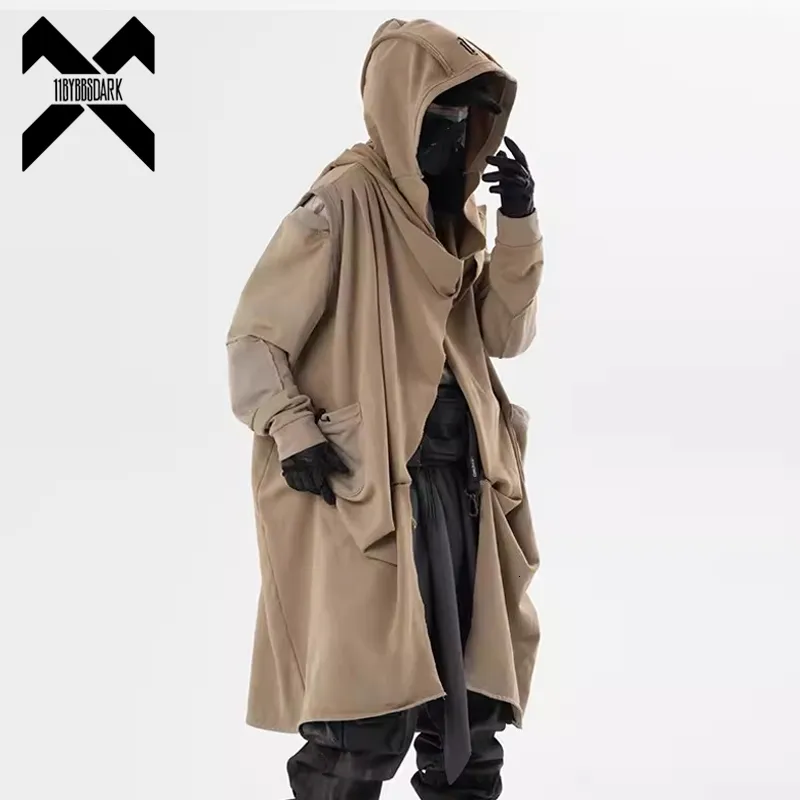 Distressed Vintage Trench Coat for Men Dark Ripped Destroyed Long Jacket  Autumn Windbreaker Loose Fit