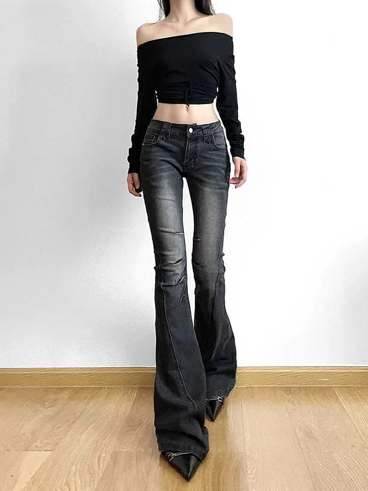 パンツ grunge punk flare boots cut pants y2k FEORJGP Womens Gothic Punk Cargo Pants High Waist Flare