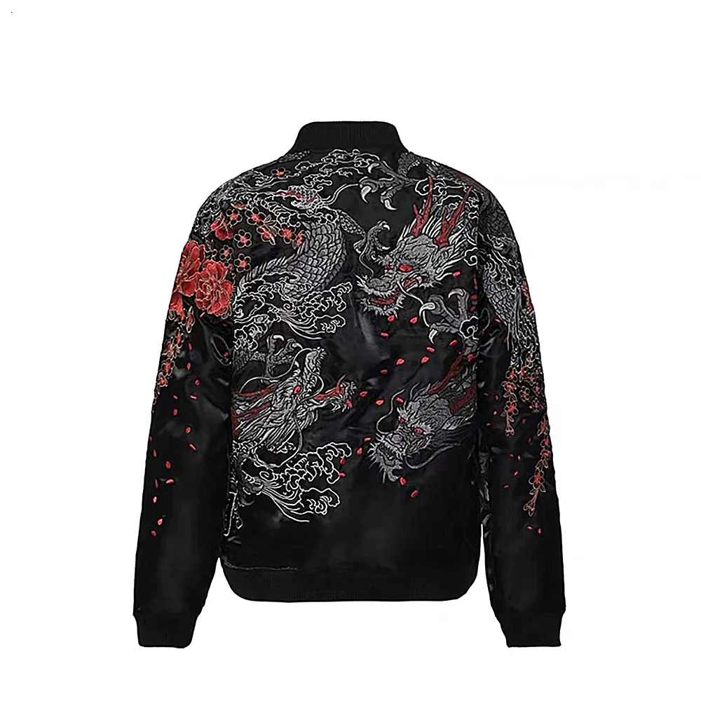 Reversible Black Dragon Embroidered Sukan Souvenir Jacket for Men