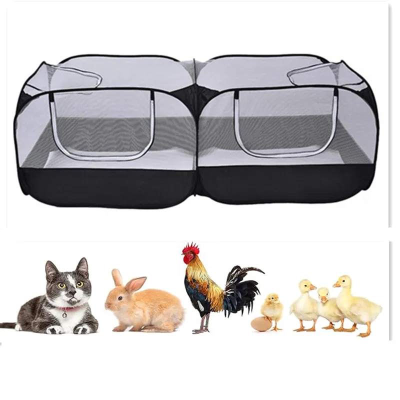 Portable Chicken Run Playpen - 73x36x25 Inch Pop-Up Pet Enclosure