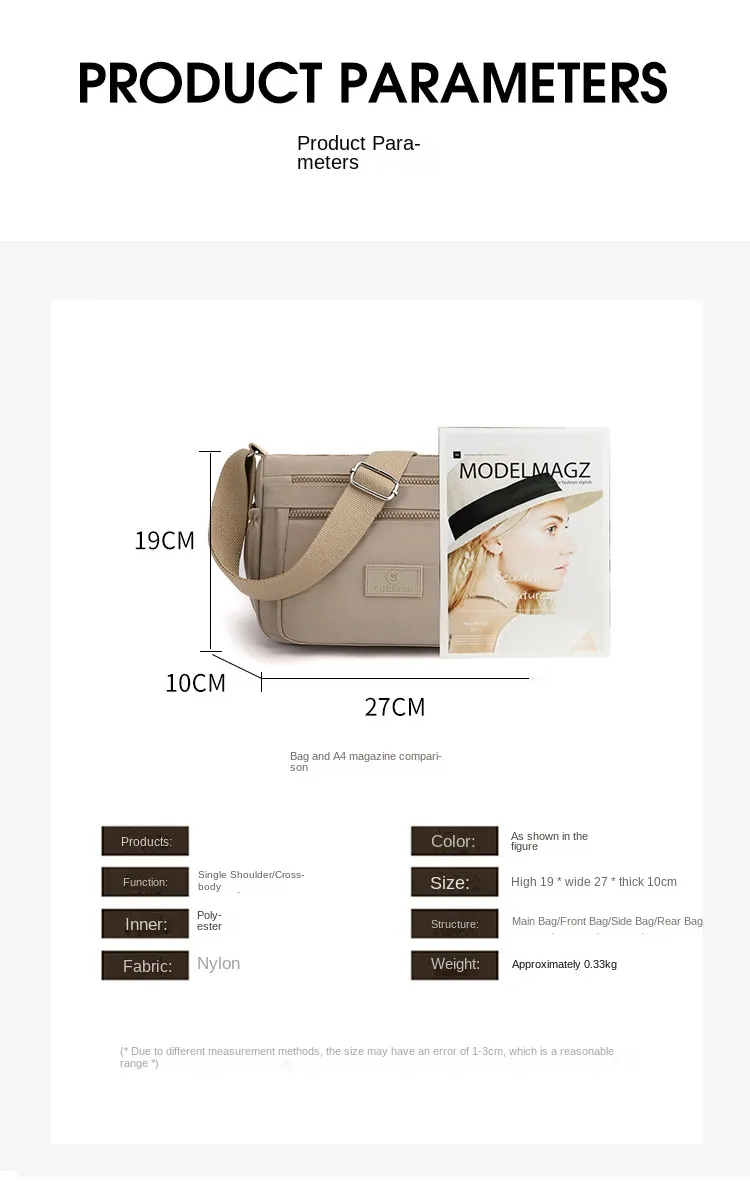Multi Layer Nylon Cloth Convertible Shoulder Bag For Women Multi Layer Nylon Cloth Convertible Shoulder Bag For Women