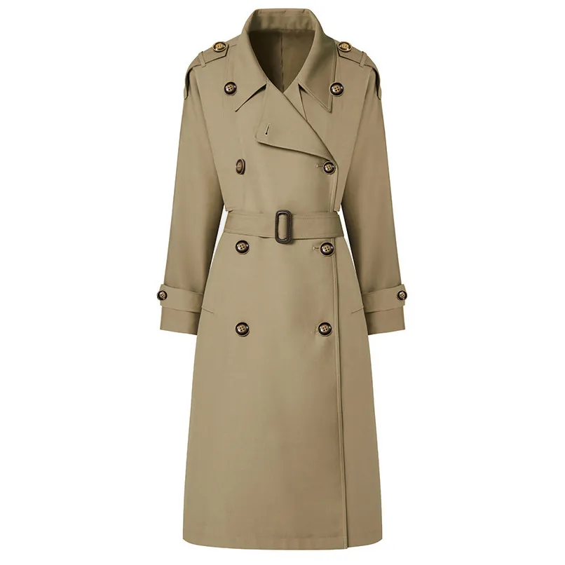 Luxury Designer Blue Trench Coat Womens With Belt Single Breasted 