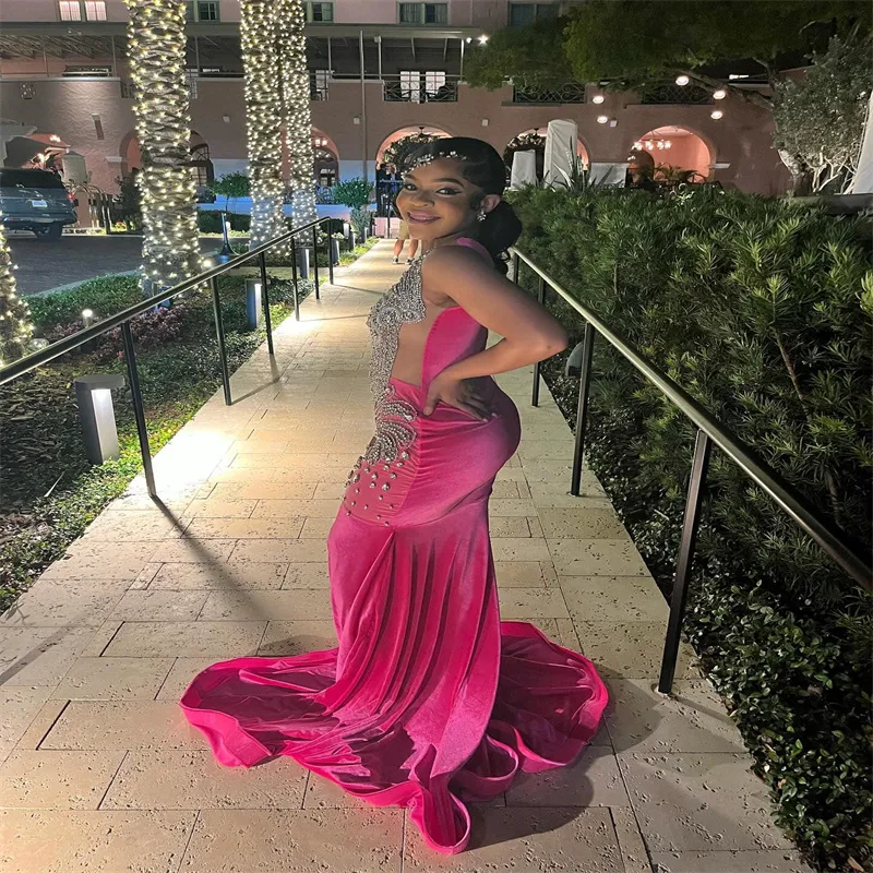 black and fuschia prom dress Two-tone Beading Black & Fuchsia Satin Prom Dress