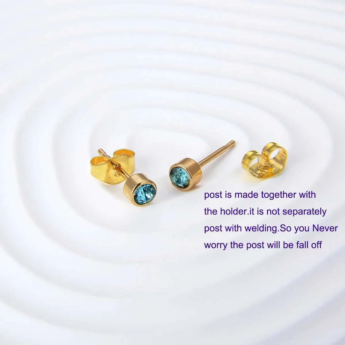 12 Paia Orecchini A Vite In Acciaio Chirurgico Con Zirconi Cubic - Set Di Borchie Colorate Con Retro Piatto, 6 Mm Stelo, 3 Mm Pietra, Senza Nichel