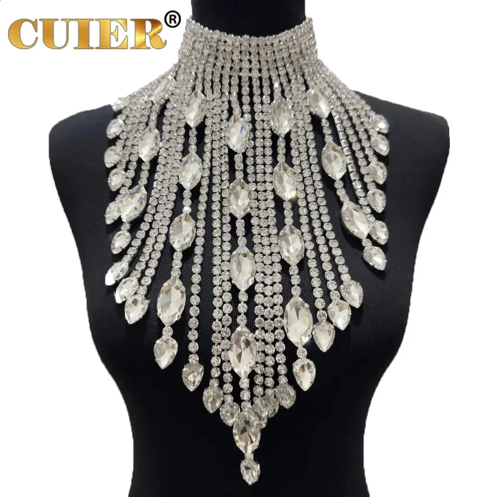 Crystal AB Long Tassel Choker Necklace for Women - Shiny Rhinestones ...