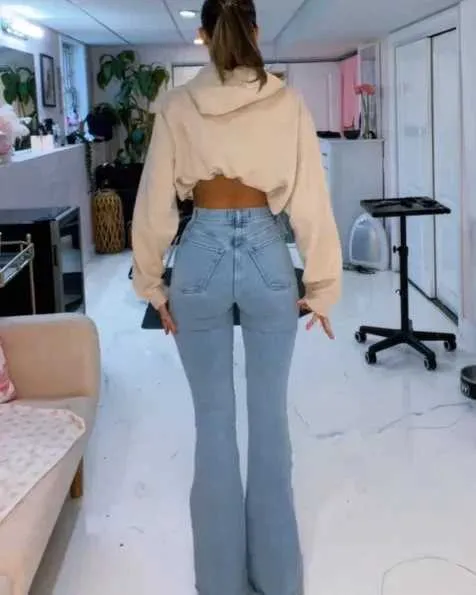 Butt Lift Jeans High Waist Flared Denim: Sculpting Stretch Jeans