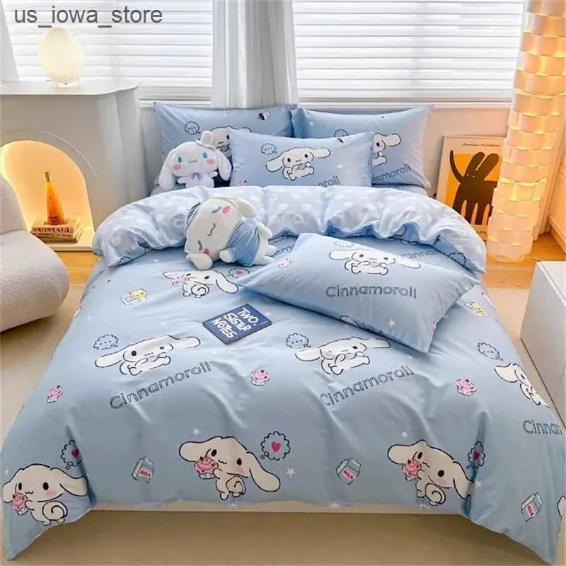 Kawaii Cinnamoroll Bedding Set Cute Cartoon Duvet Cover, Soft