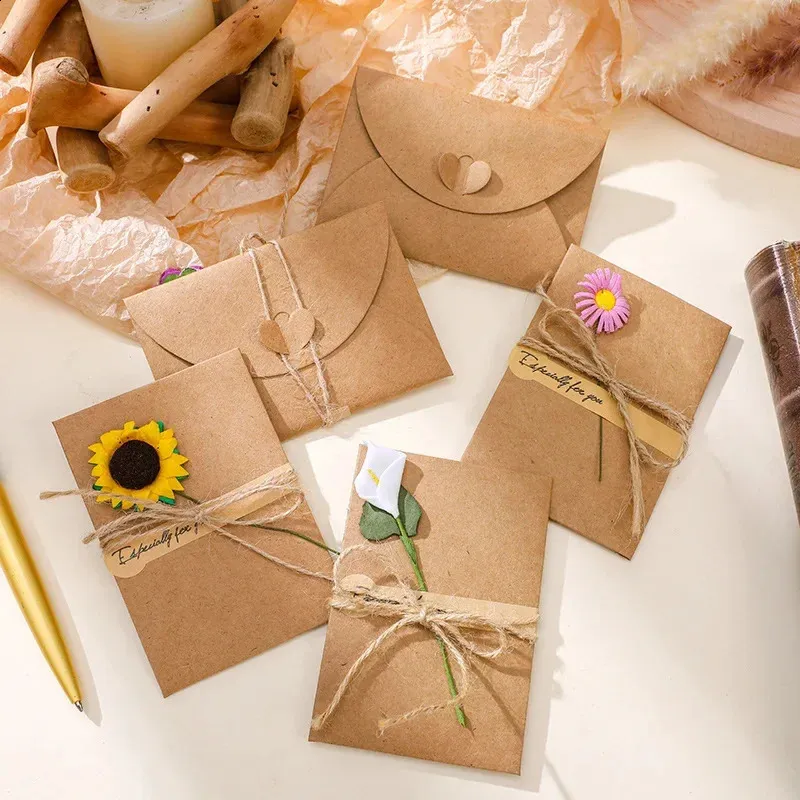 8 Biglietti Di Auguri Con Fiori Secchi – Stili Diversi, Buste Incluse, Fatto A Mano, Per Matrimoni E Natale - 3