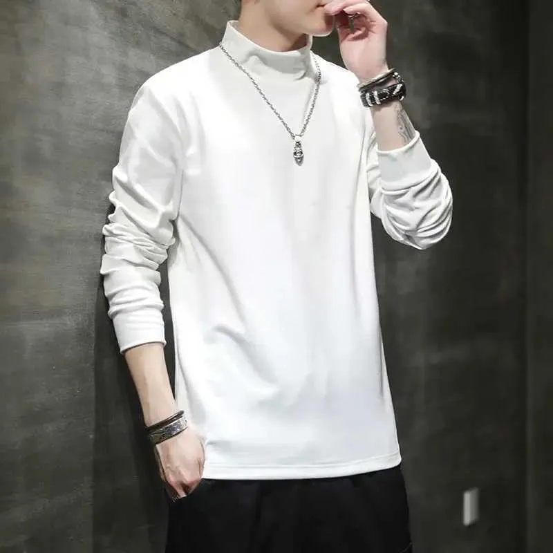 Wholesale Mens Korean Top: Half High Collar Long Sleeve Mens