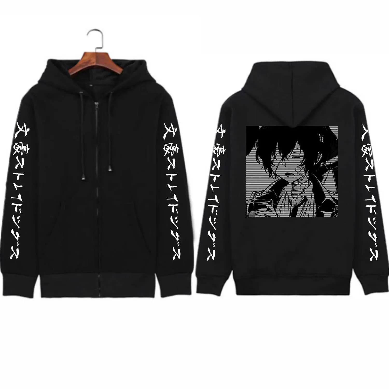 Manga Bungo Stray Dogs Dazai Osamu Zipper Hoodies Harajuku Graphic