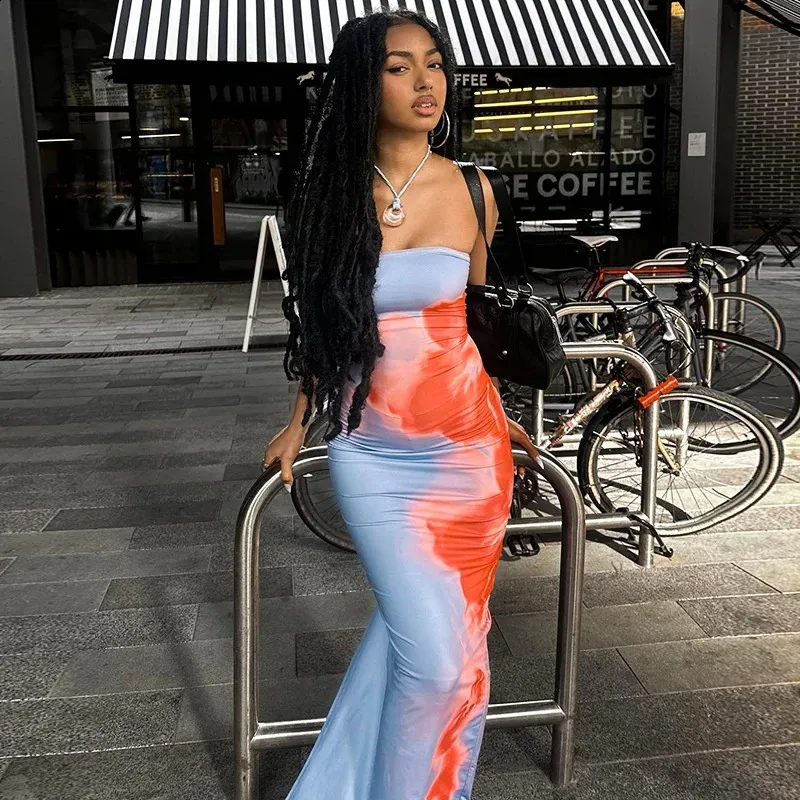 Backless Strapless Tube Maxi Dress Floor-Length Knit Synthetic Fiber  Sundress from Dhgate Basic & Casual Dresses - price 20.06