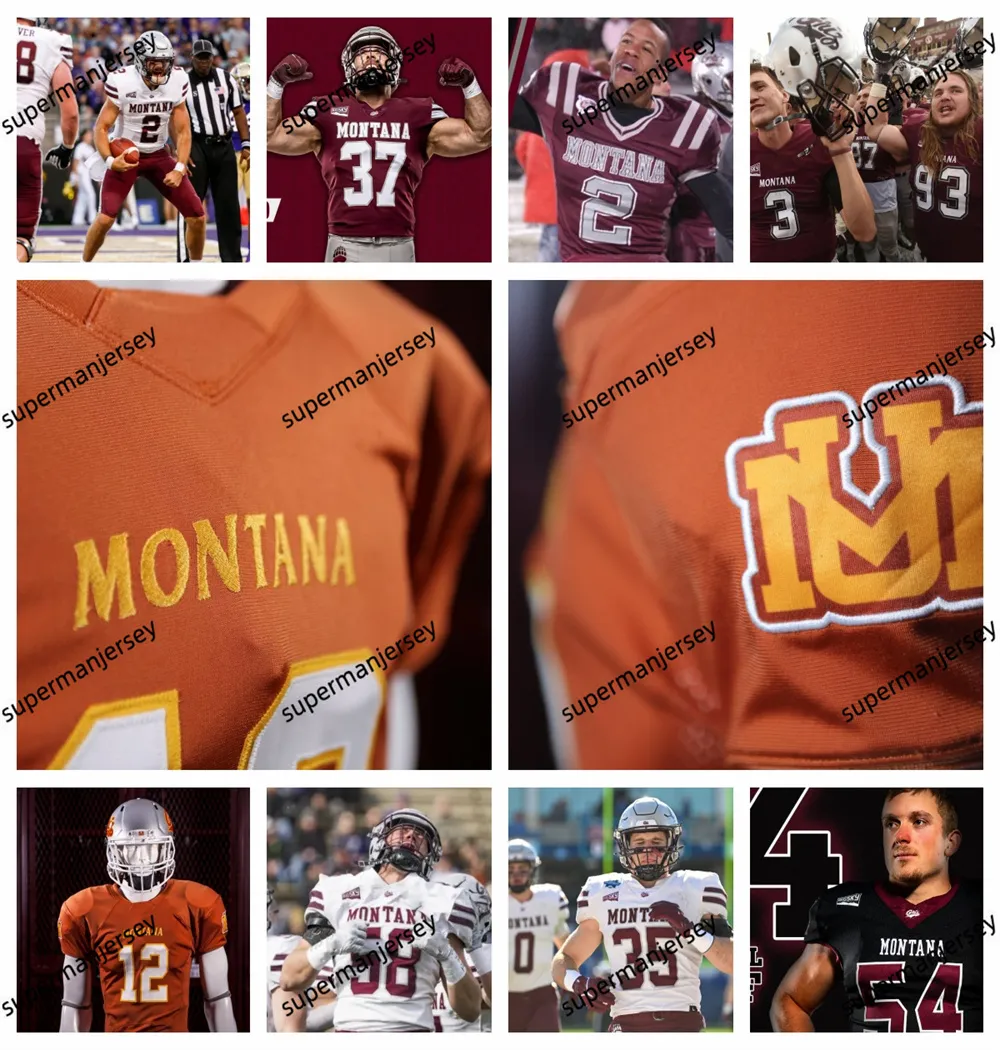 NCAA Custom Montana Grizzlies Football Throwback Jersey Brown 12, Huot  16, McDowell 17, Sliter 19, Vidlak 7, Childs 28, Dantic 23, Gillman
