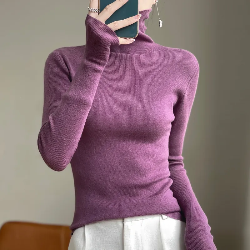 Pull Femme En Cachemire - Col Roulé Léger - Doux Et Chaud Pour Automne/hiver