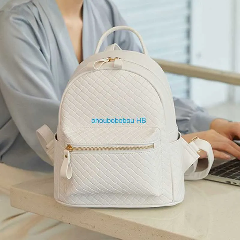 Chic Woven Backpack - Womens Small Leather Backpack