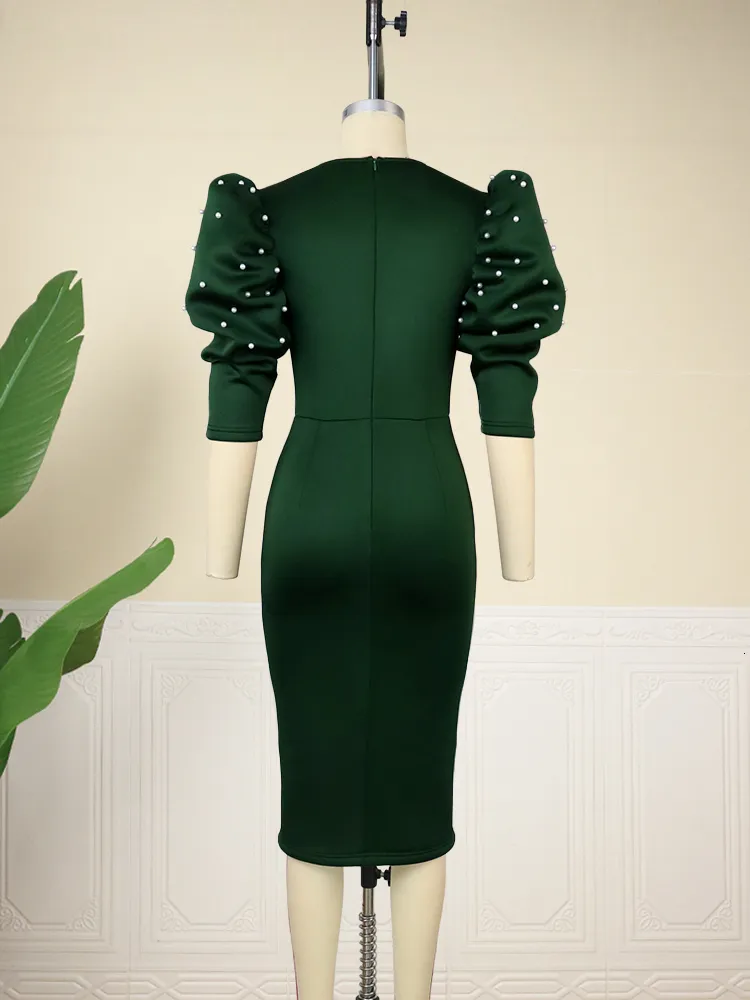 dark green puff sleeve dress Square Short Sleeves A-Line Satin Party Prom Dress Hunter Green / US 4 main image 0