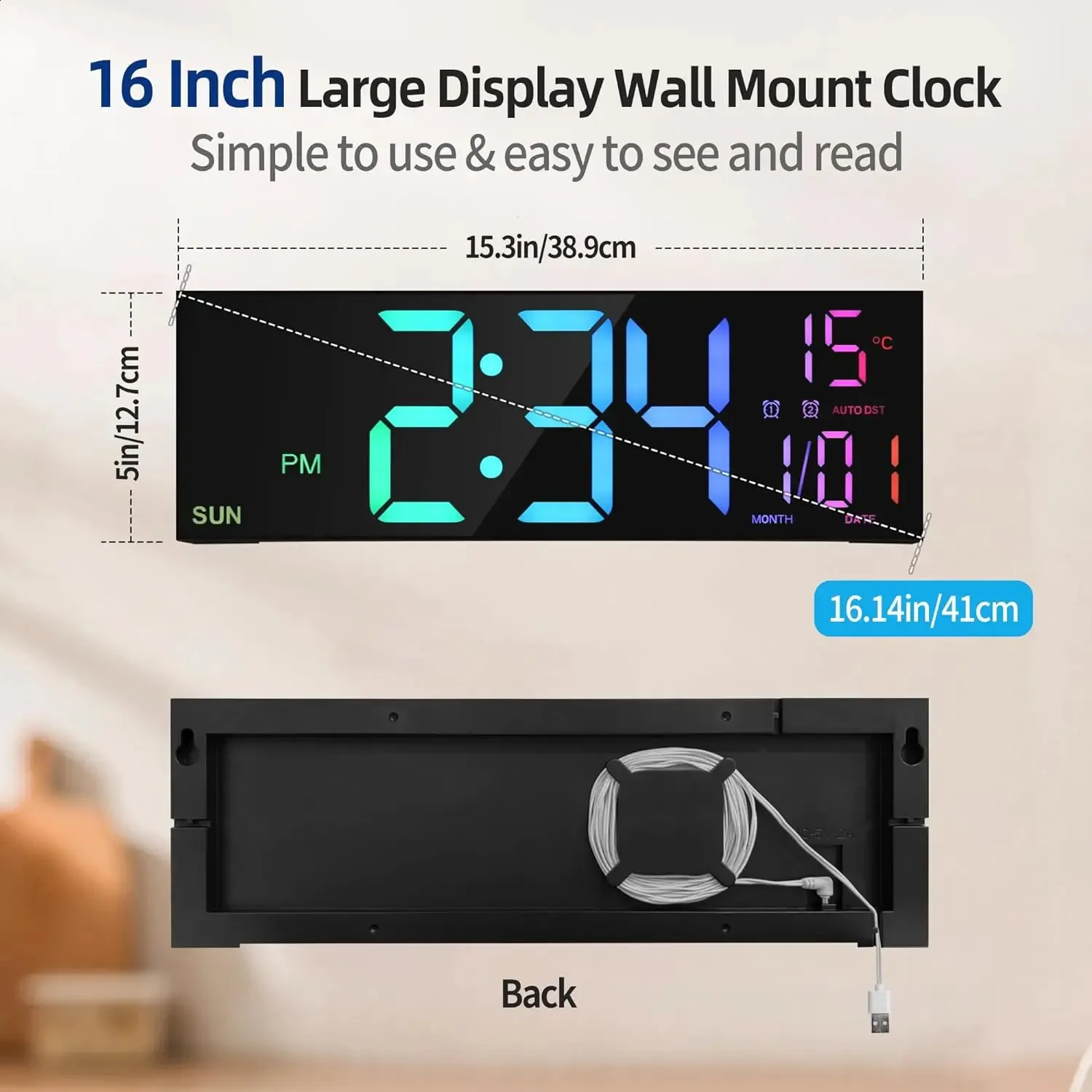 Orologio da parete digale grande LED da 13 pollici con