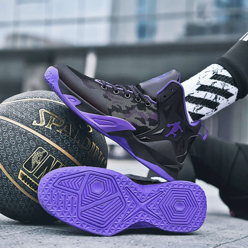 Black and purple basketball shoes sale