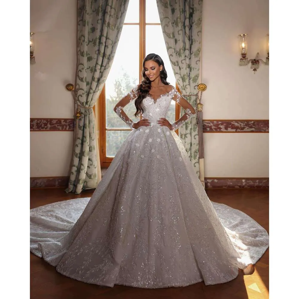 custom embroidered dresses with superior quality Newest Floral Evening Dresses Embroidery 3/4 Long Sleeves Ruched Ruffles  Sweep Train Formal Prom Dress Custom Made Chic A-line Party Dress
