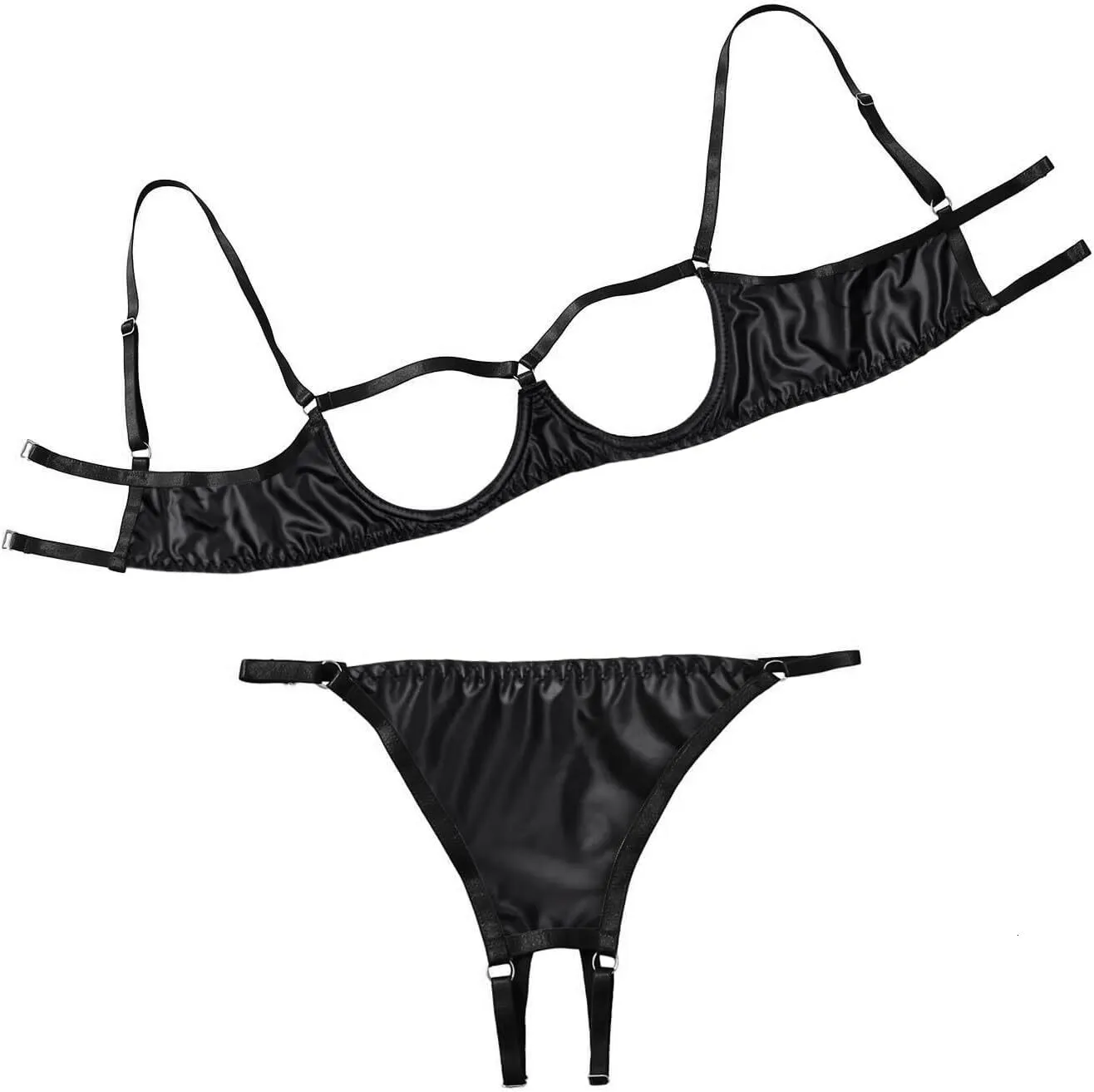 2pcs Women Sexy Lingerie Rhinestones Halter Triangle Bra Mesh See Through Short Pants Underwear Set