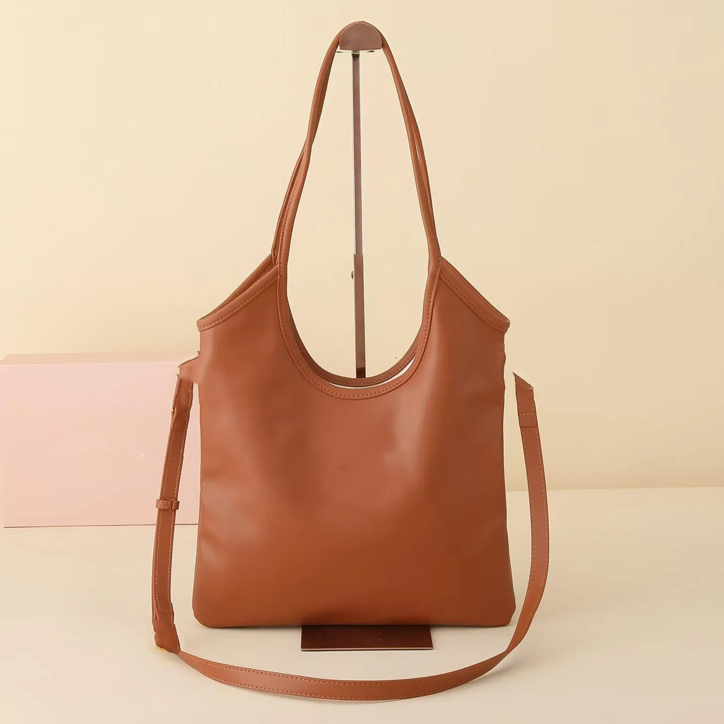 Designer Canvas And Genuine Leather Flap Crossbody Tan Leather Tote