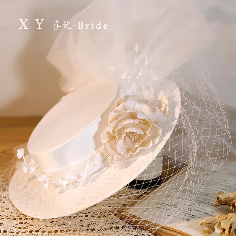 Ladies Wide Brim Hat, White Satin Fedora Hat For Weddings  display picture 1