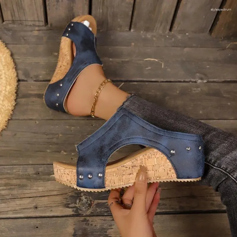 Sandals Women Wedges 2024 Summer Casual Solid Color Shoes For High Heels Designer Sandalias De Mujer_voghion.com