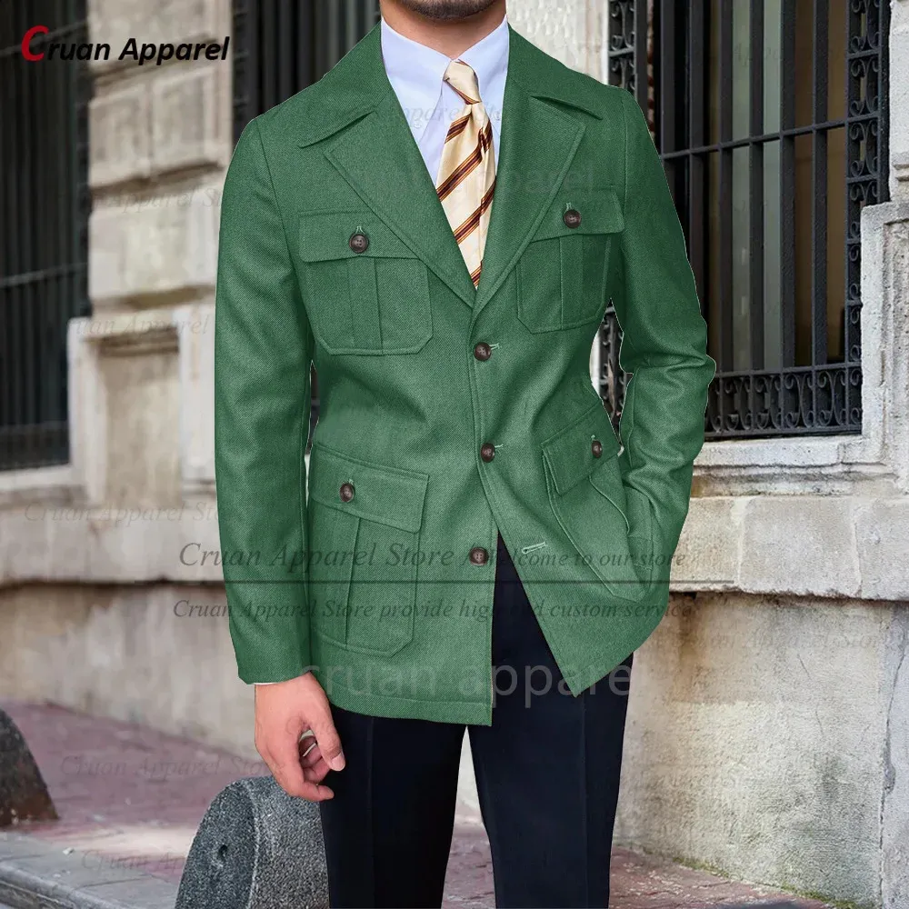 Green Jeans Shirt Blazer Men's Slim Fit Green Denim Blazer