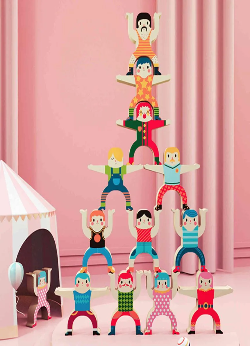 Wooden Hercules Balancing Blocks Set Of 12 Stacking Play Games For ...