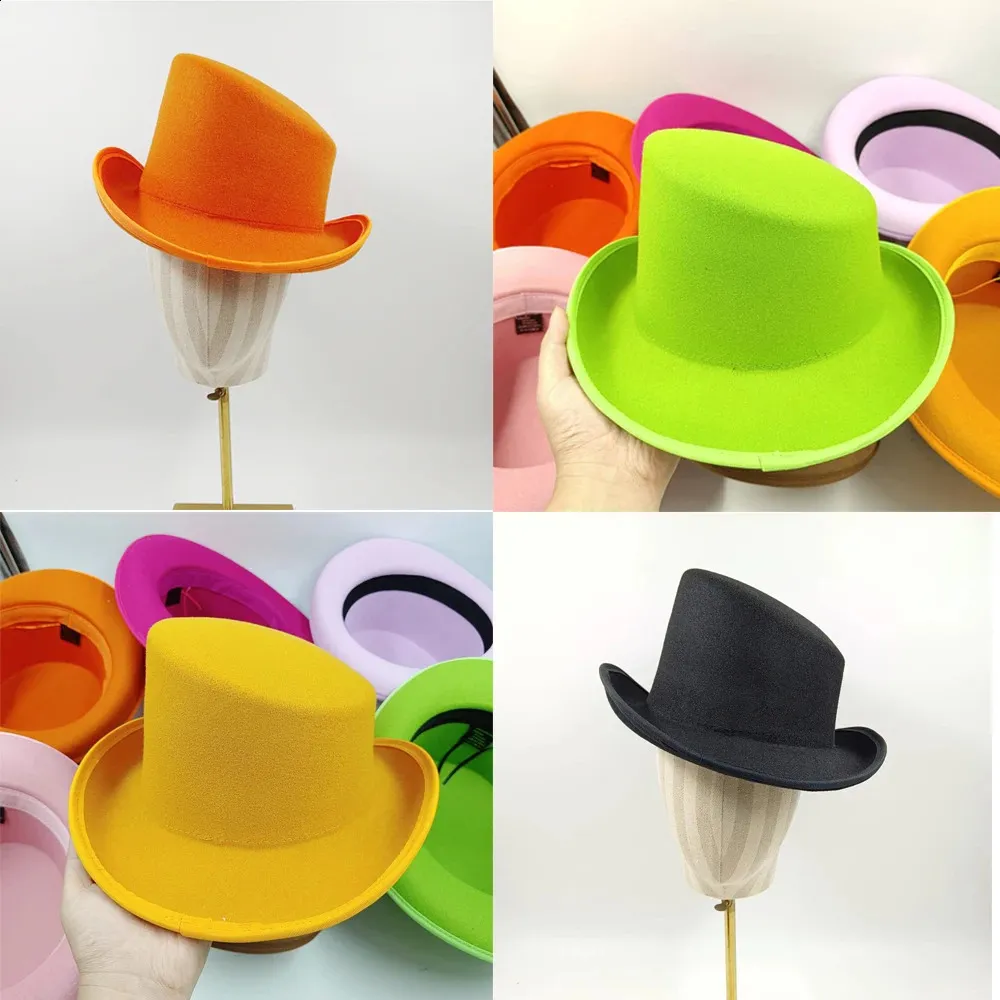 Mens Fedora Hat with Slotted Top Wide Brim, Curly Hair, Magician Hat,  Party Gentleman Style