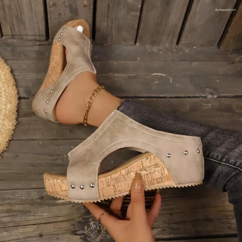 Sandals Women Wedges 2024 Summer Casual Solid Color Shoes For High Heels Designer Sandalias De Mujer_voghion.com